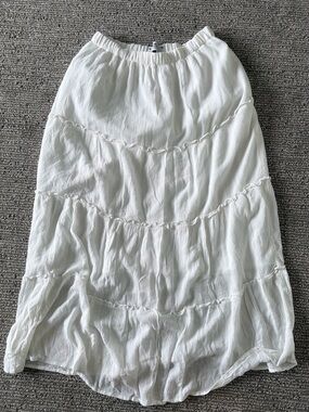 Hollister White Tiered Maxi Skirt
